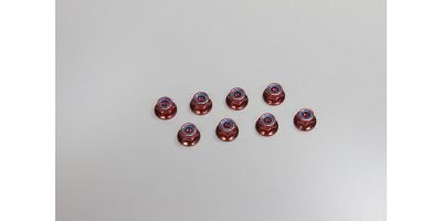 Nylon Lock Flanged Steel Nuts Red M4x5.6mm (8) Kyosho