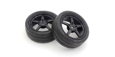 Pre-Glued Tyres FZ02 5-Spoke Black 1:10 Fazer 2.0 (2) Medium